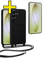 LUQ LUQ Samsung Galaxy S26 Hoesje Pashouder met Koord Met Screenprotector - Zwart