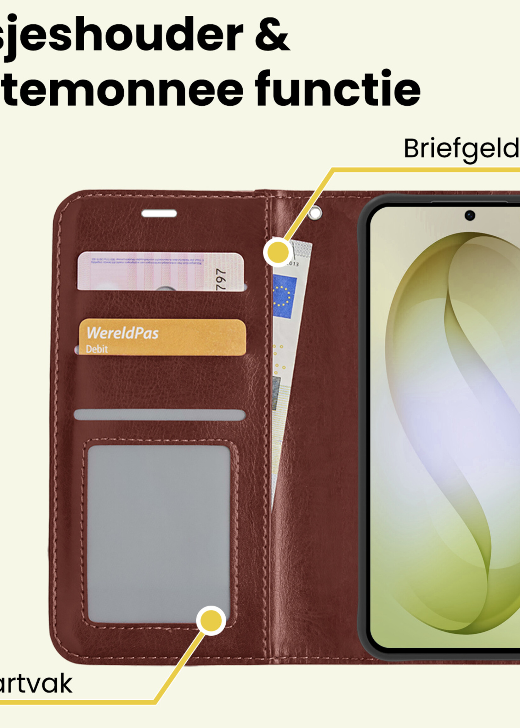 LUQ LUQ Samsung Galaxy S26 Hoesje Bookcase - Bruin