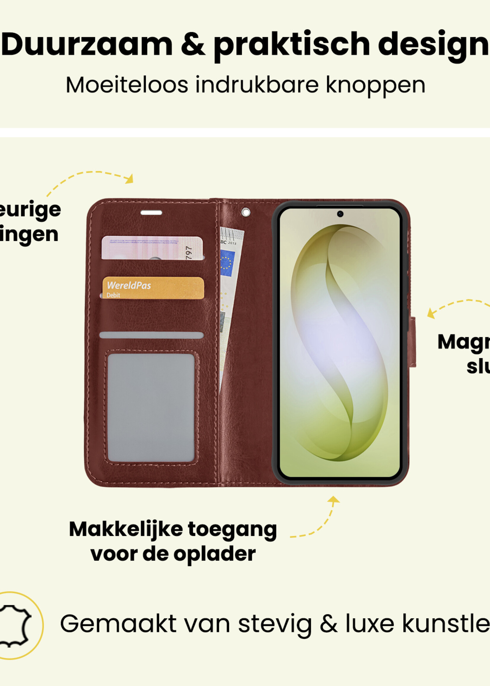 LUQ LUQ Samsung Galaxy S26 Hoesje Bookcase - Bruin