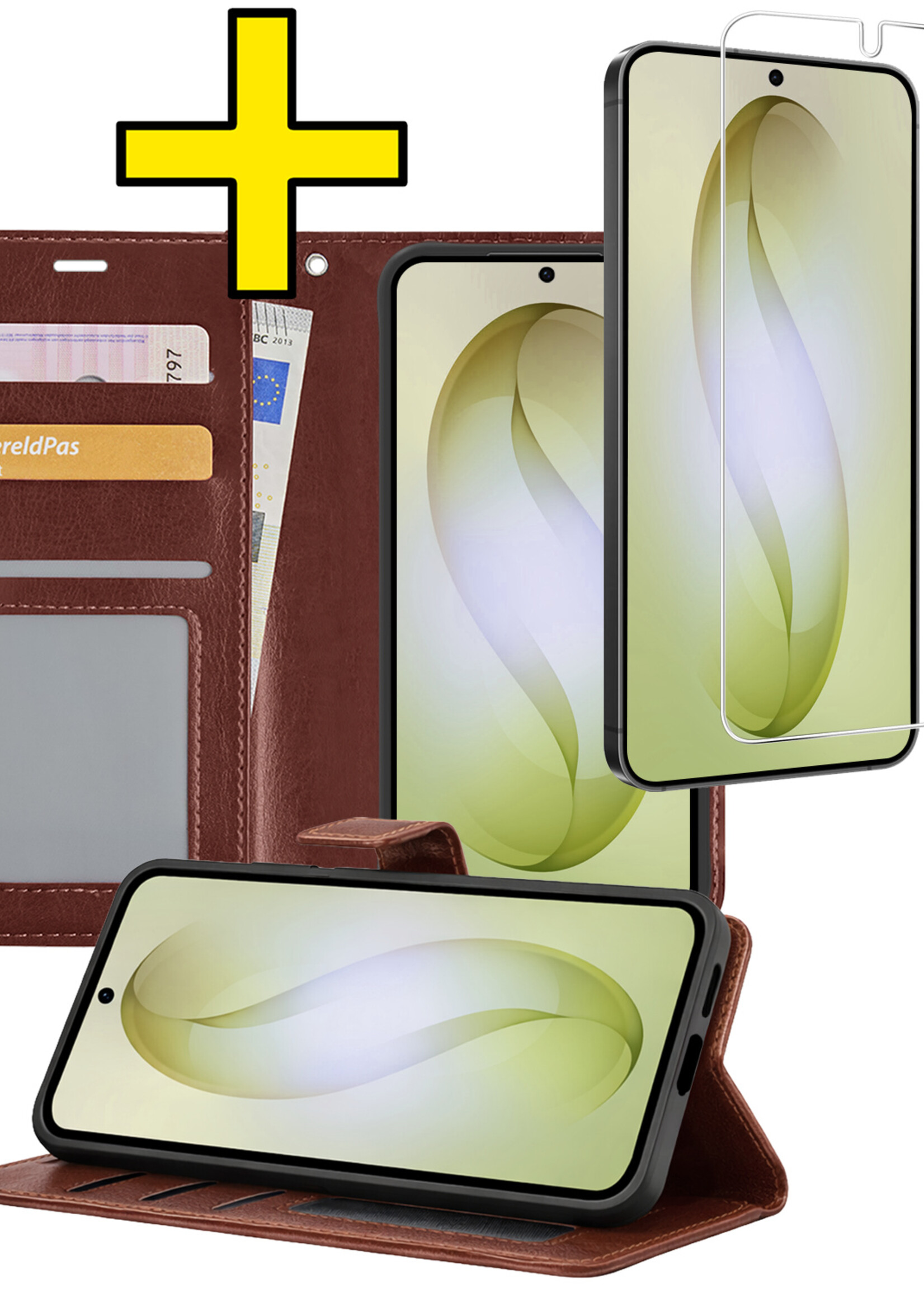 LUQ LUQ Samsung Galaxy S26 Hoesje Bookcase Met Screenprotector - Bruin