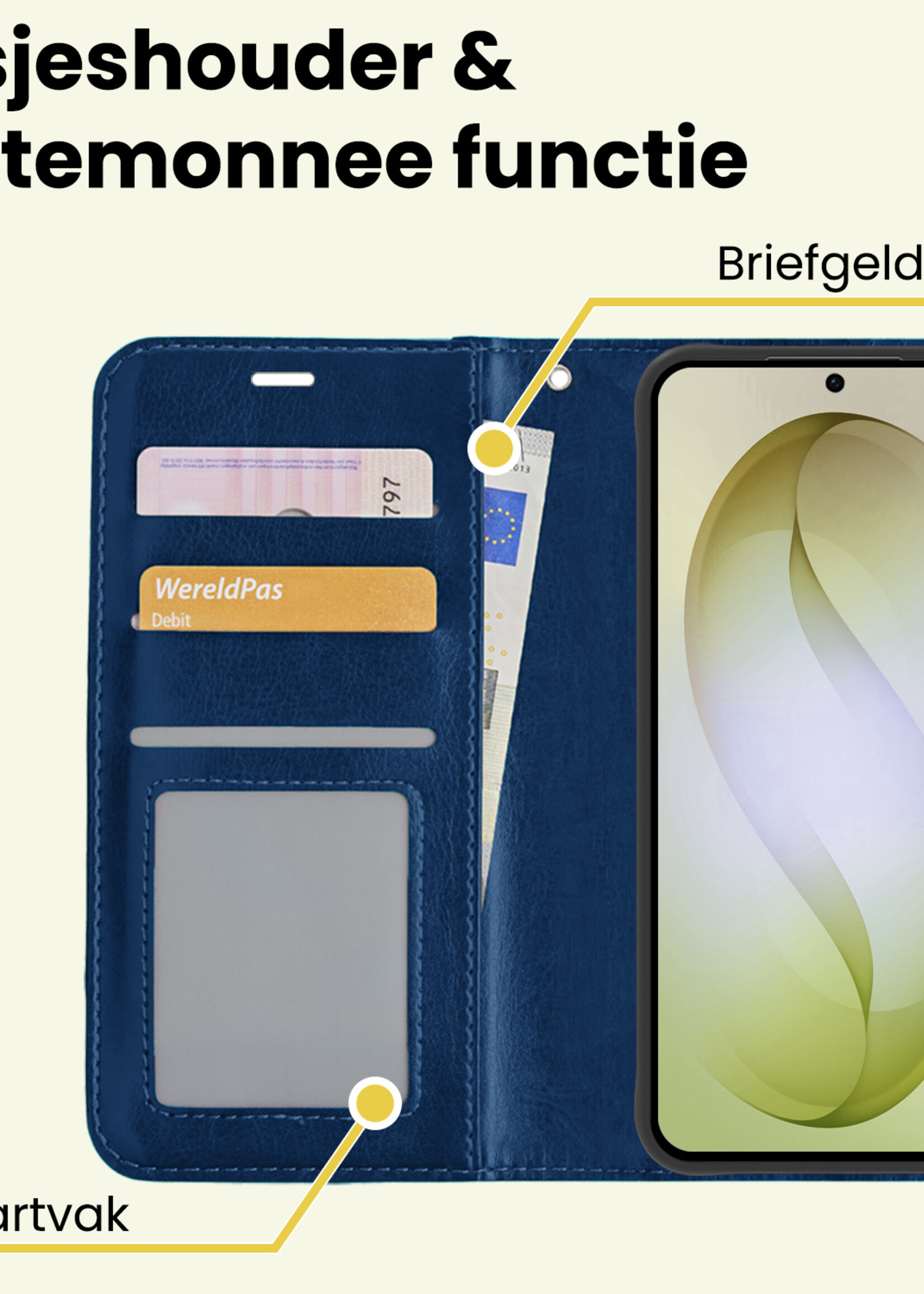 LUQ LUQ Samsung Galaxy S26 Hoesje Bookcase Met Screenprotector - Donkerblauw