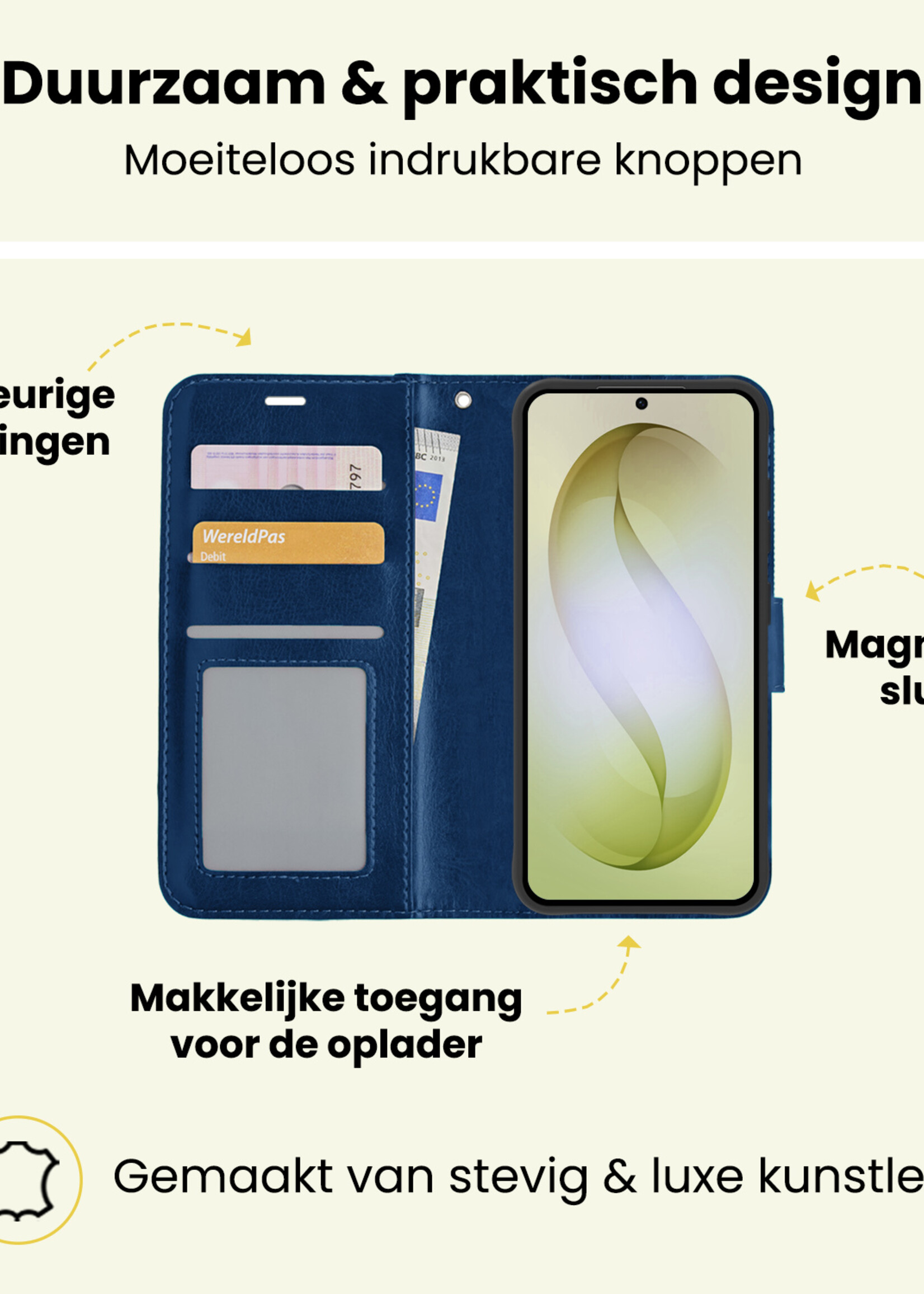 LUQ LUQ Samsung Galaxy S26 Hoesje Bookcase Met Screenprotector - Donkerblauw