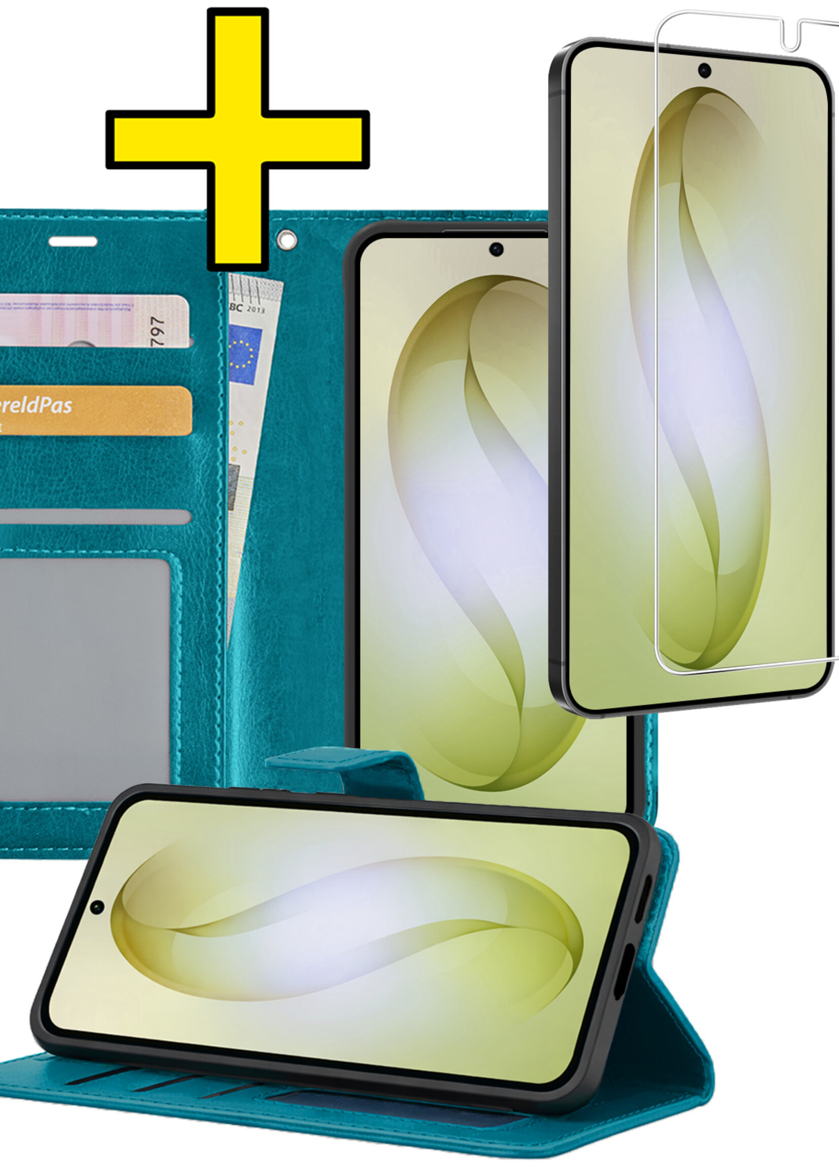LUQ LUQ Samsung Galaxy S26 Hoesje Bookcase Met Screenprotector - Turquoise