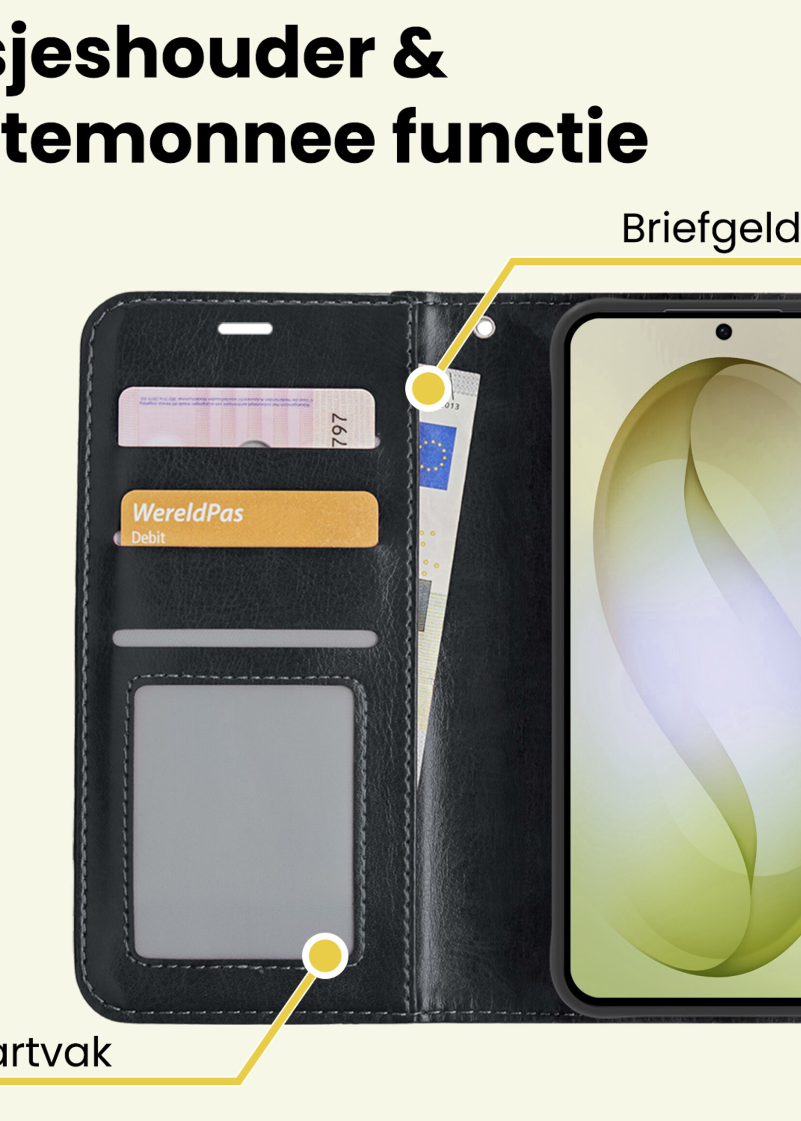 LUQ LUQ Samsung Galaxy S26 Hoesje Bookcase Met Screenprotector - Zwart