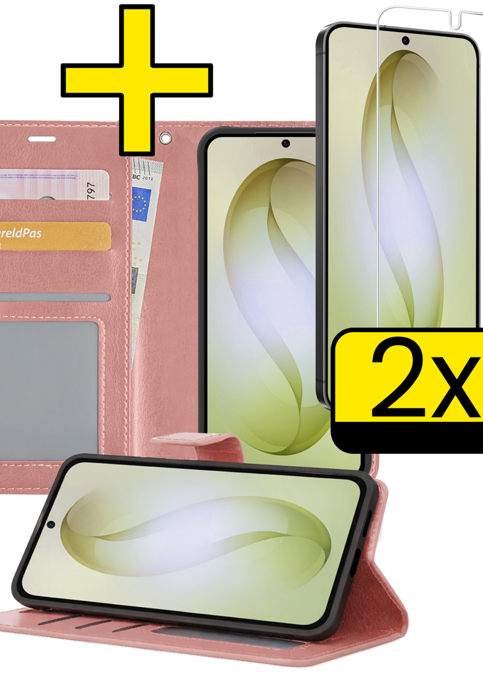 LUQ LUQ Samsung Galaxy S26 Hoesje Bookcase Met 2x Screenprotector - Rose Goud