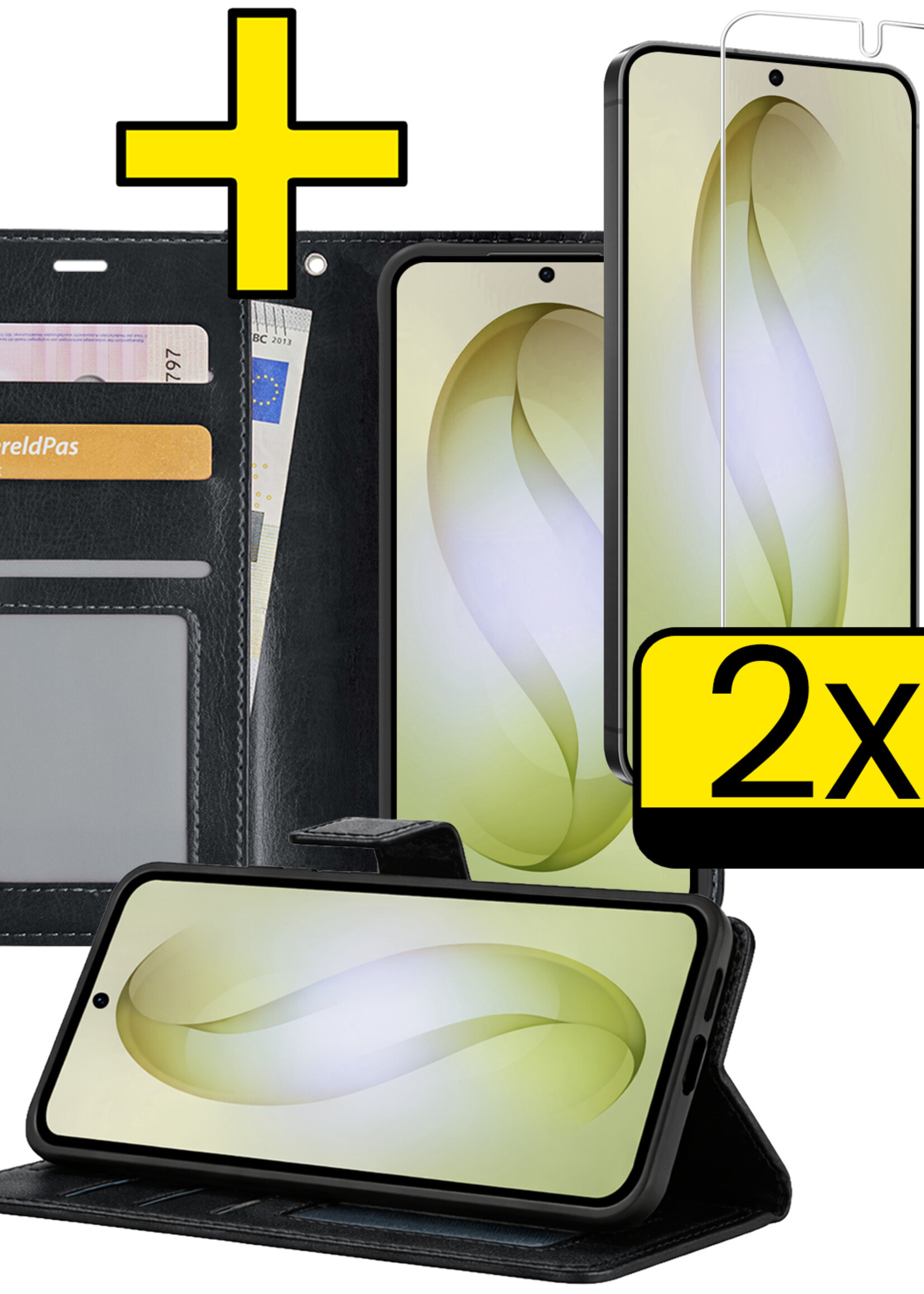 LUQ LUQ Samsung Galaxy S26 Hoesje Bookcase Met 2x Screenprotector - Zwart