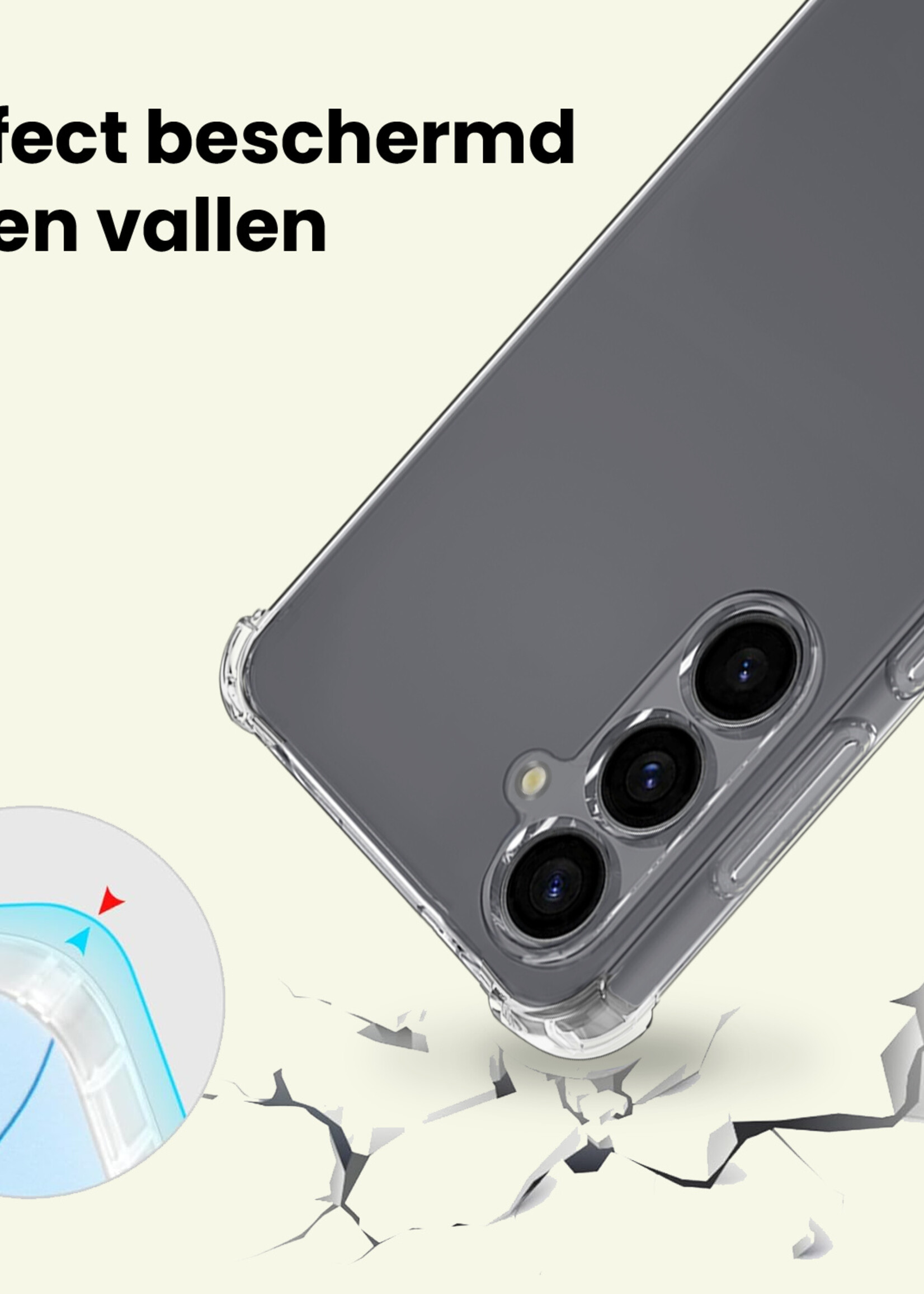 LUQ LUQ Samsung Galaxy S26 Plus Hoesje Transparant Shockproof Met Zwart Koord