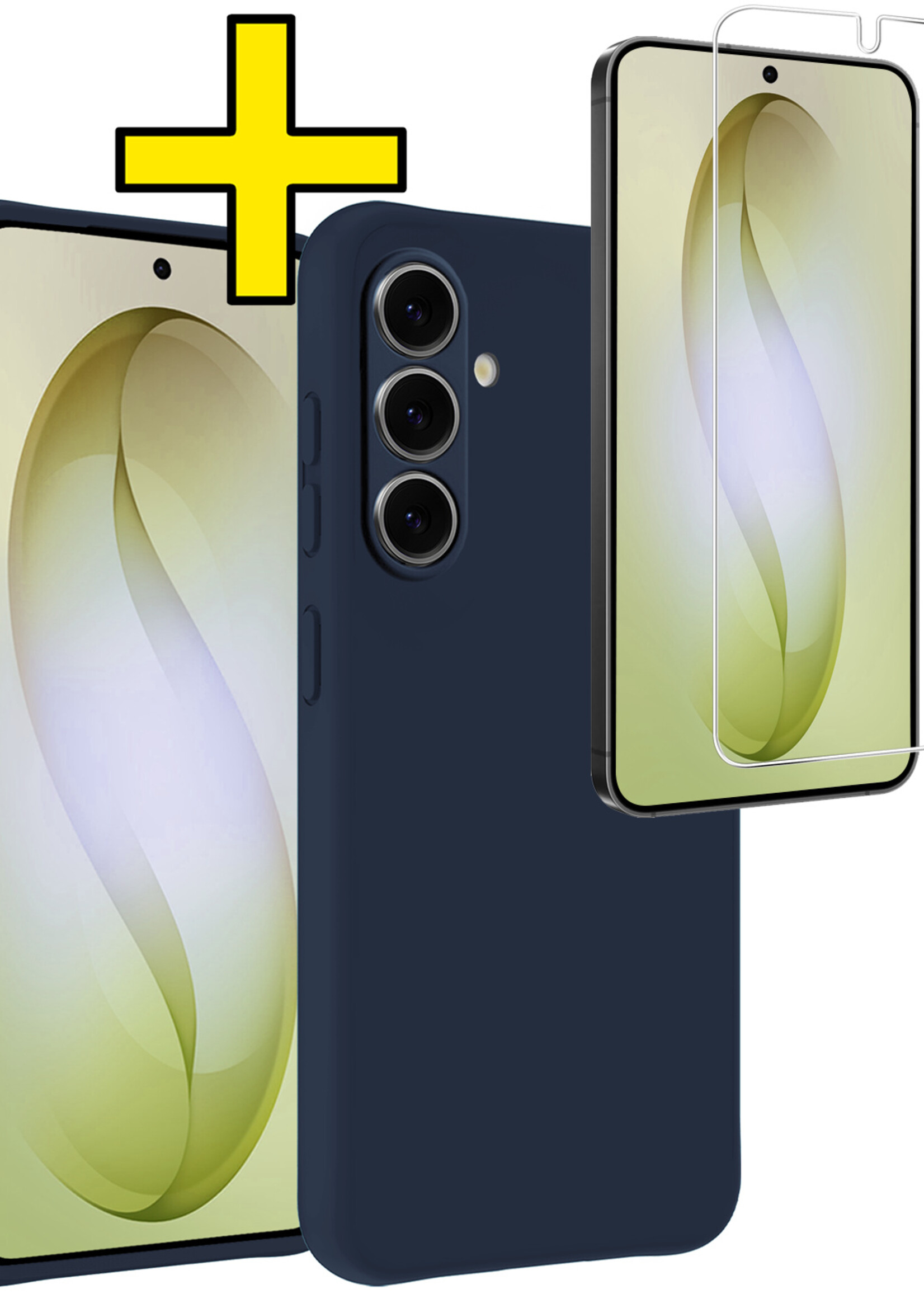 LUQ LUQ Samsung Galaxy S26 Plus Hoesje Siliconen Met Screenprotector - Donkerblauw