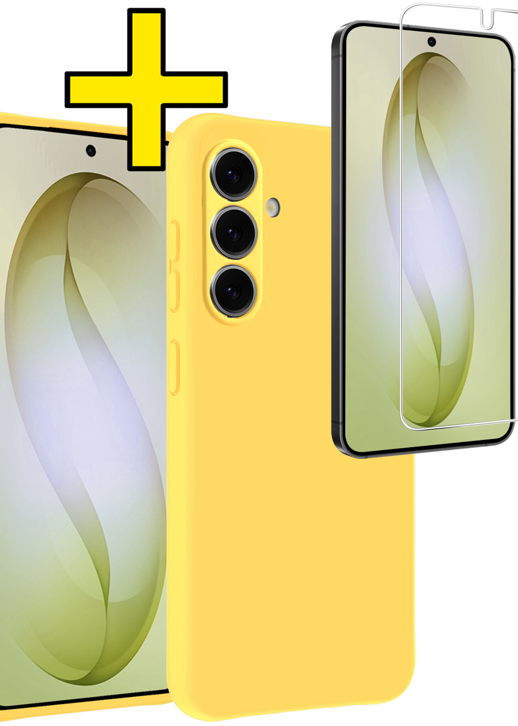 LUQ LUQ Samsung Galaxy S26 Plus Hoesje Siliconen Met Screenprotector - Geel