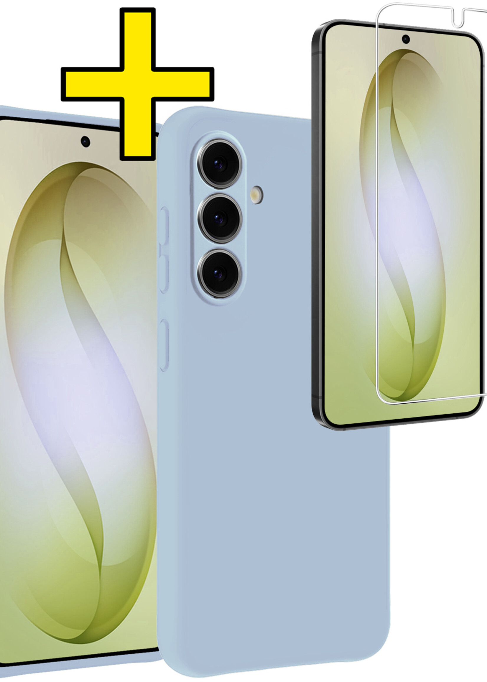 LUQ LUQ Samsung Galaxy S26 Plus Hoesje Siliconen Met Screenprotector - Lichtblauw