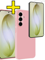 LUQ LUQ Samsung Galaxy S26 Plus Hoesje Siliconen Met Screenprotector - Lichtroze