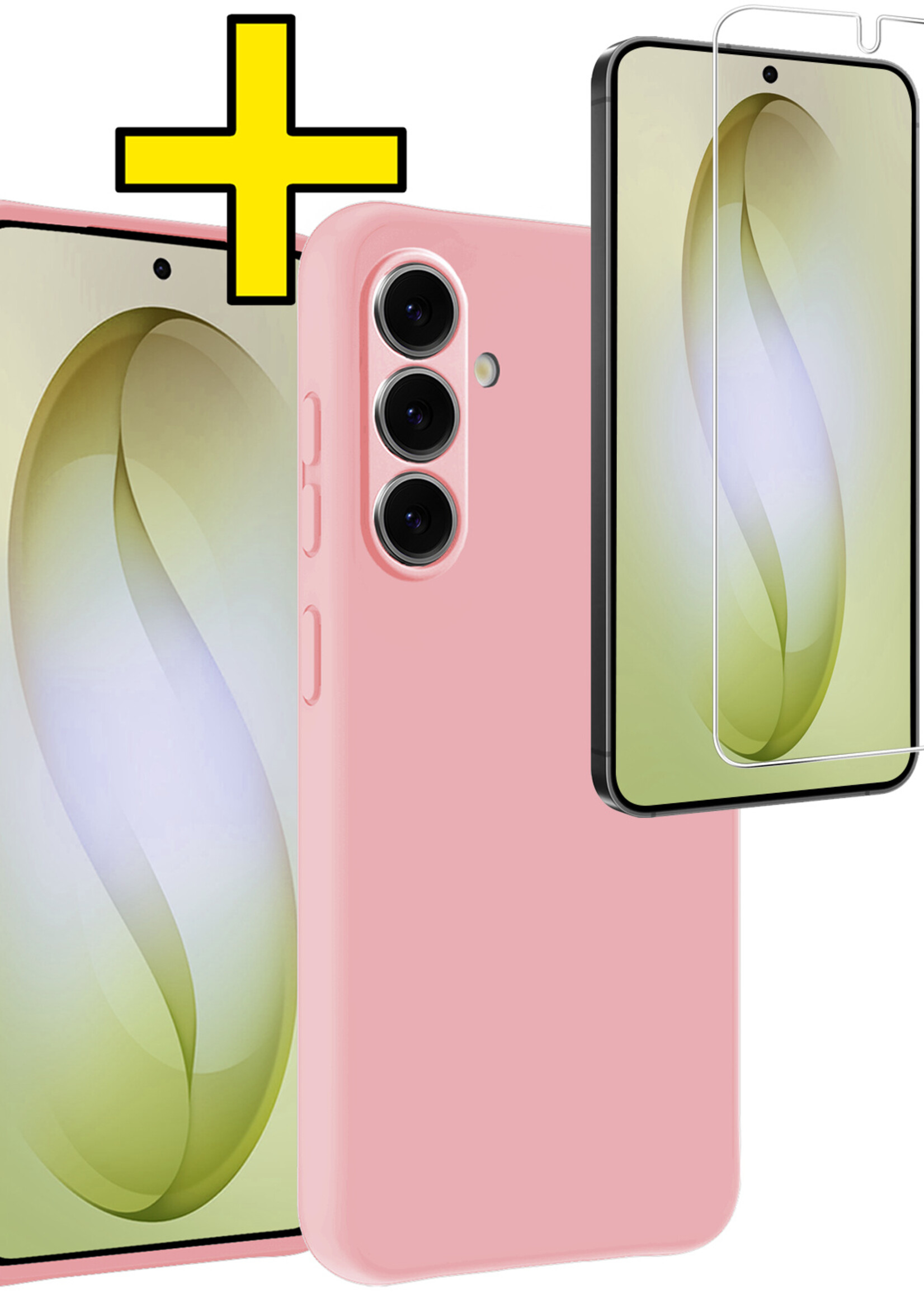 LUQ LUQ Samsung Galaxy S26 Plus Hoesje Siliconen Met Screenprotector - Lichtroze