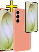 LUQ LUQ Samsung Galaxy S26 Plus Hoesje Siliconen Met Screenprotector - Perzik