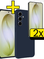 LUQ LUQ Samsung Galaxy S26 Plus Hoesje Siliconen Met 2x Screenprotector - Donkerblauw