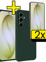LUQ LUQ Samsung Galaxy S26 Plus Hoesje Siliconen Met 2x Screenprotector - Donkergroen