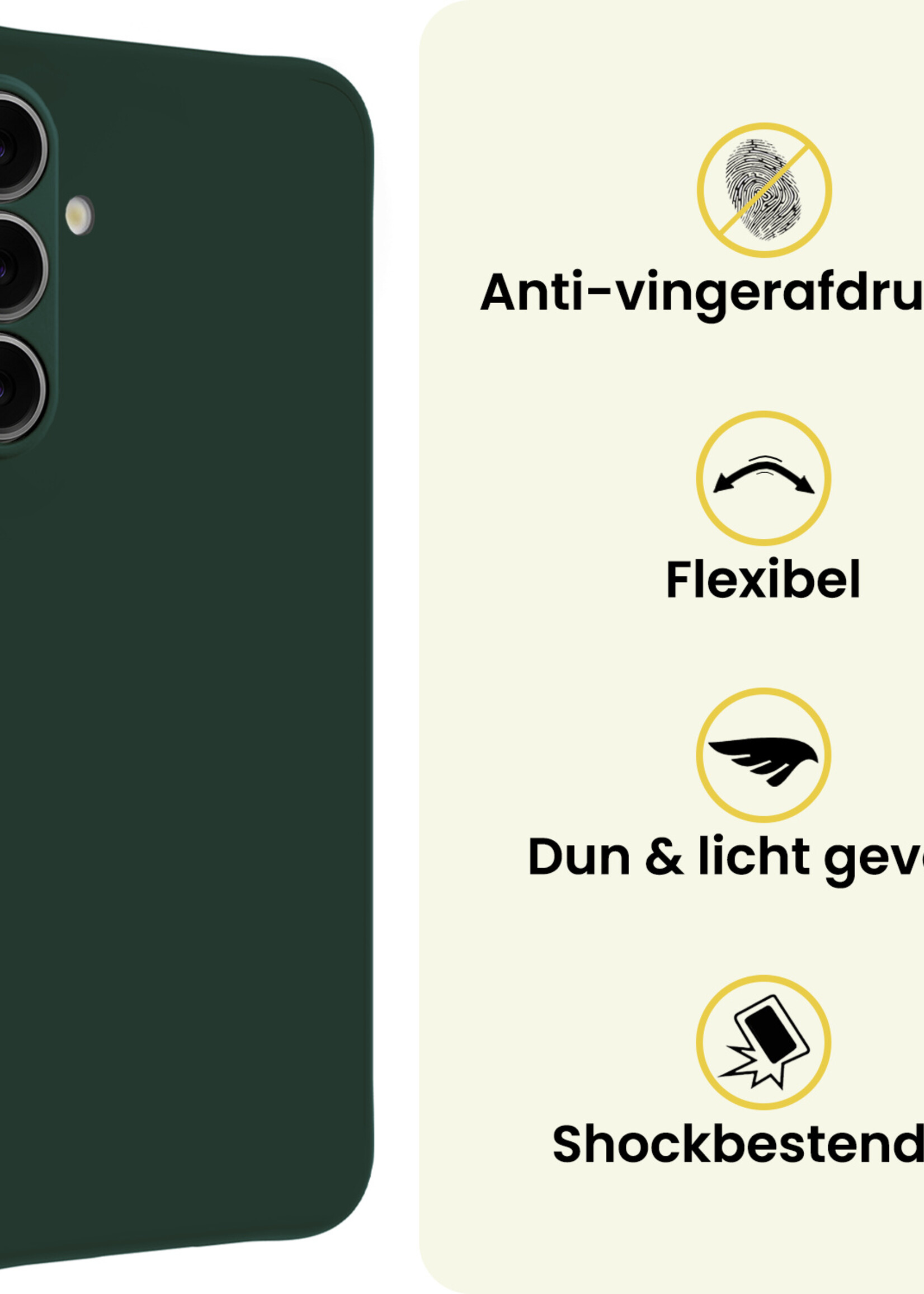 LUQ LUQ Samsung Galaxy S26 Plus Hoesje Siliconen Met 2x Screenprotector - Donkergroen