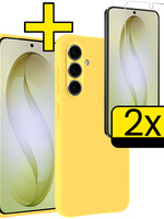 LUQ LUQ Samsung Galaxy S26 Plus Hoesje Siliconen Met 2x Screenprotector - Geel