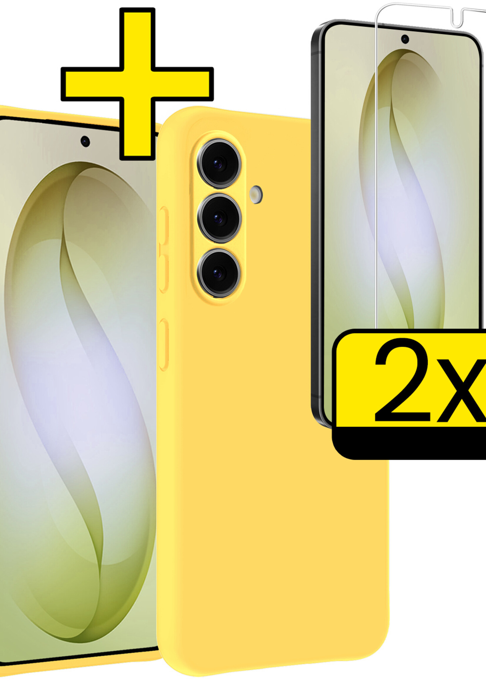 LUQ LUQ Samsung Galaxy S26 Plus Hoesje Siliconen Met 2x Screenprotector - Geel
