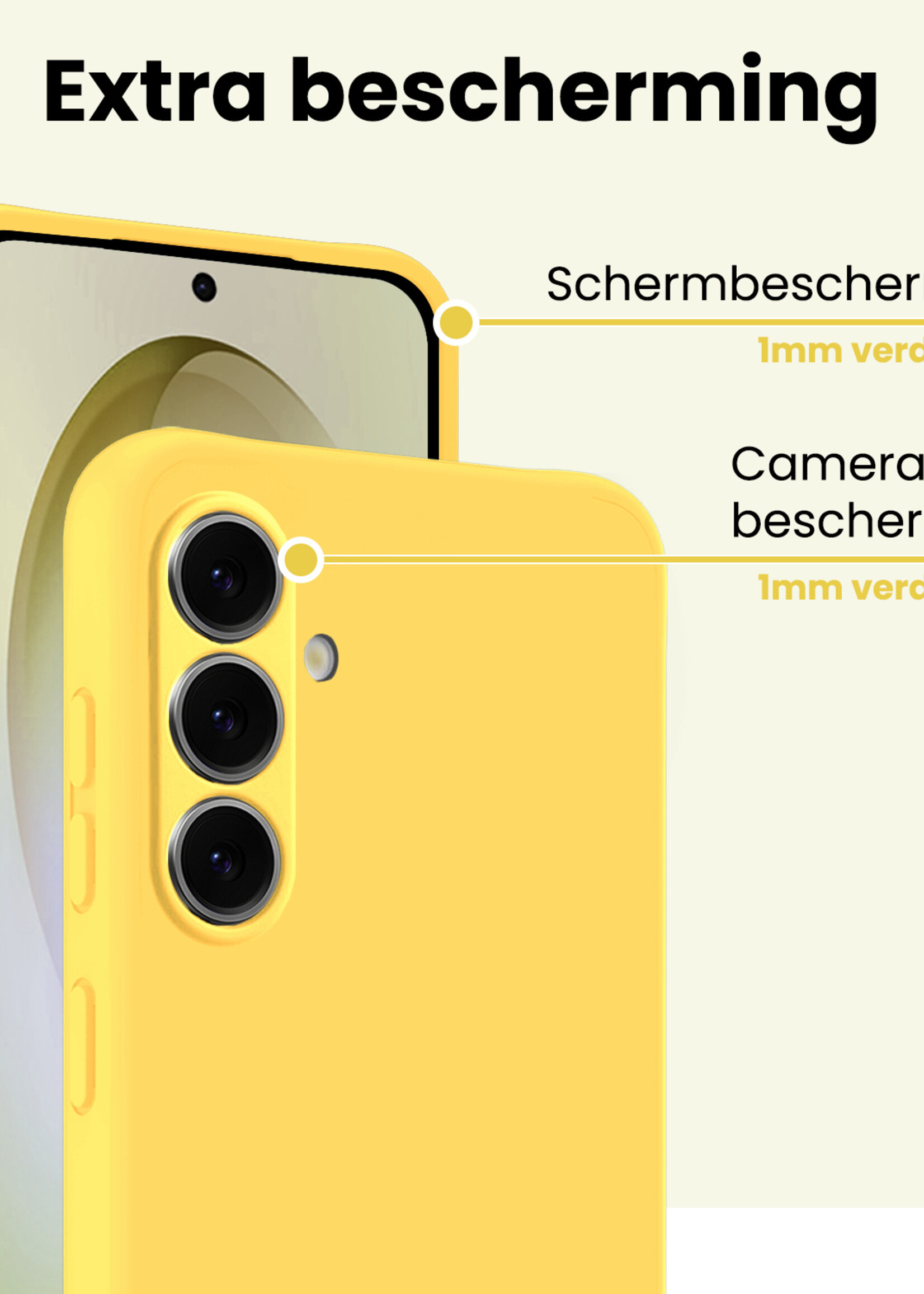 LUQ LUQ Samsung Galaxy S26 Plus Hoesje Siliconen Met 2x Screenprotector - Geel