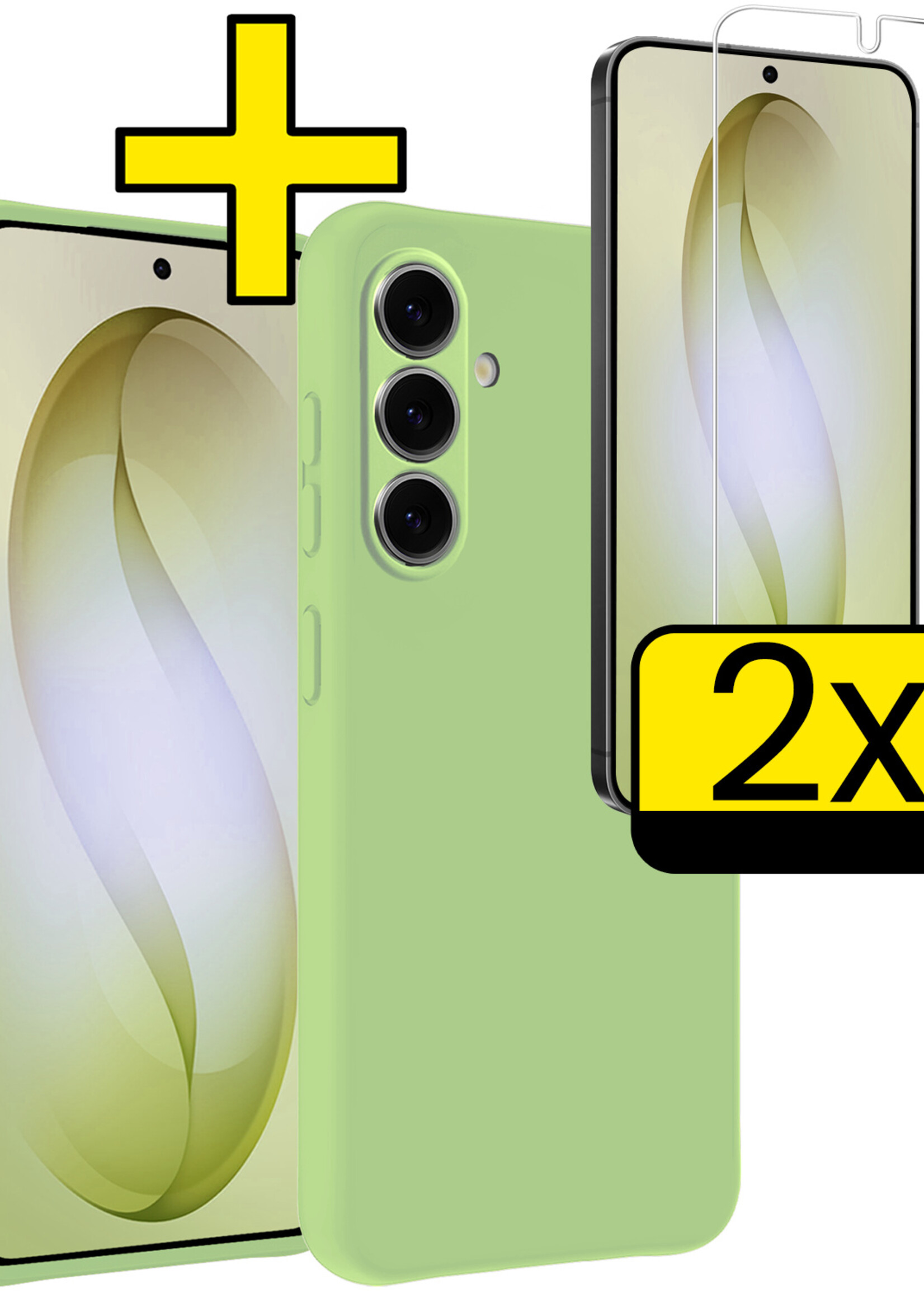 LUQ LUQ Samsung Galaxy S26 Plus Hoesje Siliconen Met 2x Screenprotector - Groen