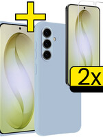 LUQ LUQ Samsung Galaxy S26 Plus Hoesje Siliconen Met 2x Screenprotector - Lichtblauw