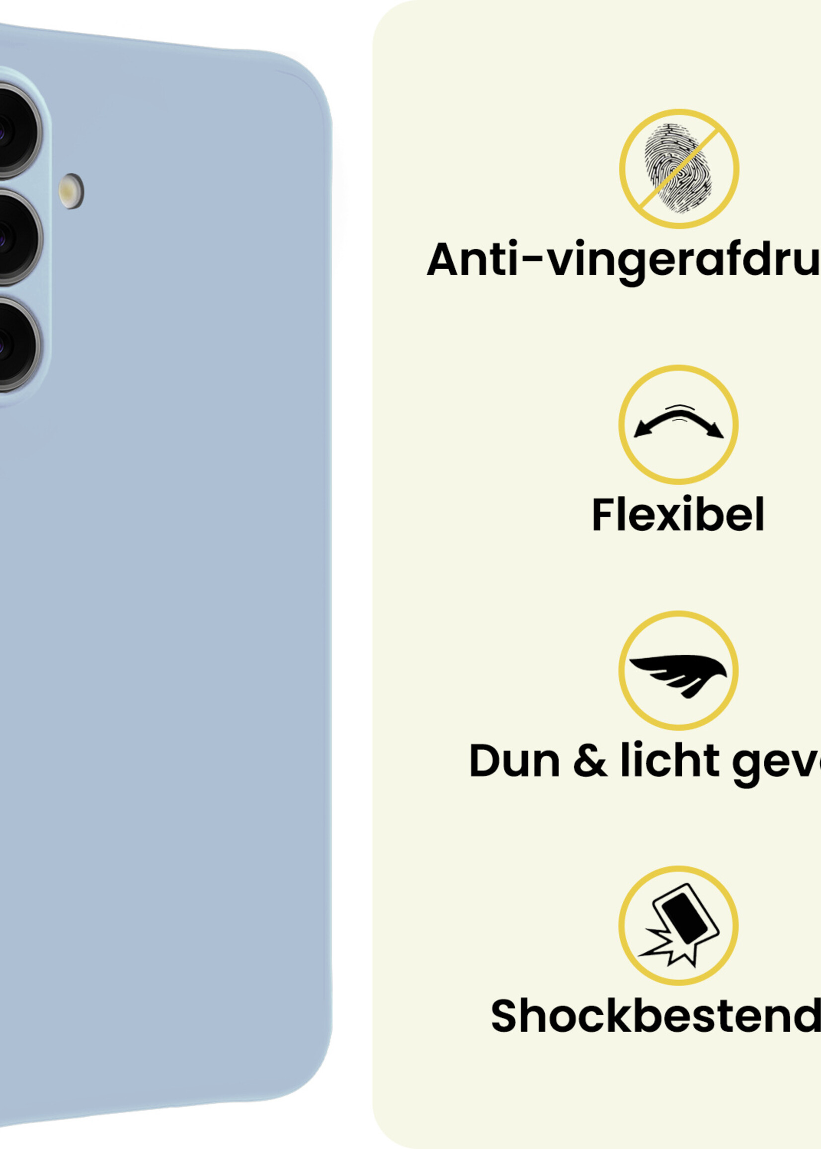 LUQ LUQ Samsung Galaxy S26 Plus Hoesje Siliconen Met 2x Screenprotector - Lichtblauw