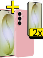 LUQ LUQ Samsung Galaxy S26 Plus Hoesje Siliconen Met 2x Screenprotector - Lichtroze