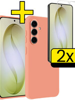 LUQ LUQ Samsung Galaxy S26 Plus Hoesje Siliconen Met 2x Screenprotector - Perzik