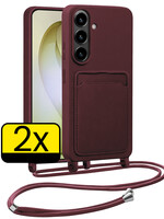LUQ LUQ Samsung Galaxy S26 Plus Hoesje Pashouder met Koord - Aubergine - 2 PACK