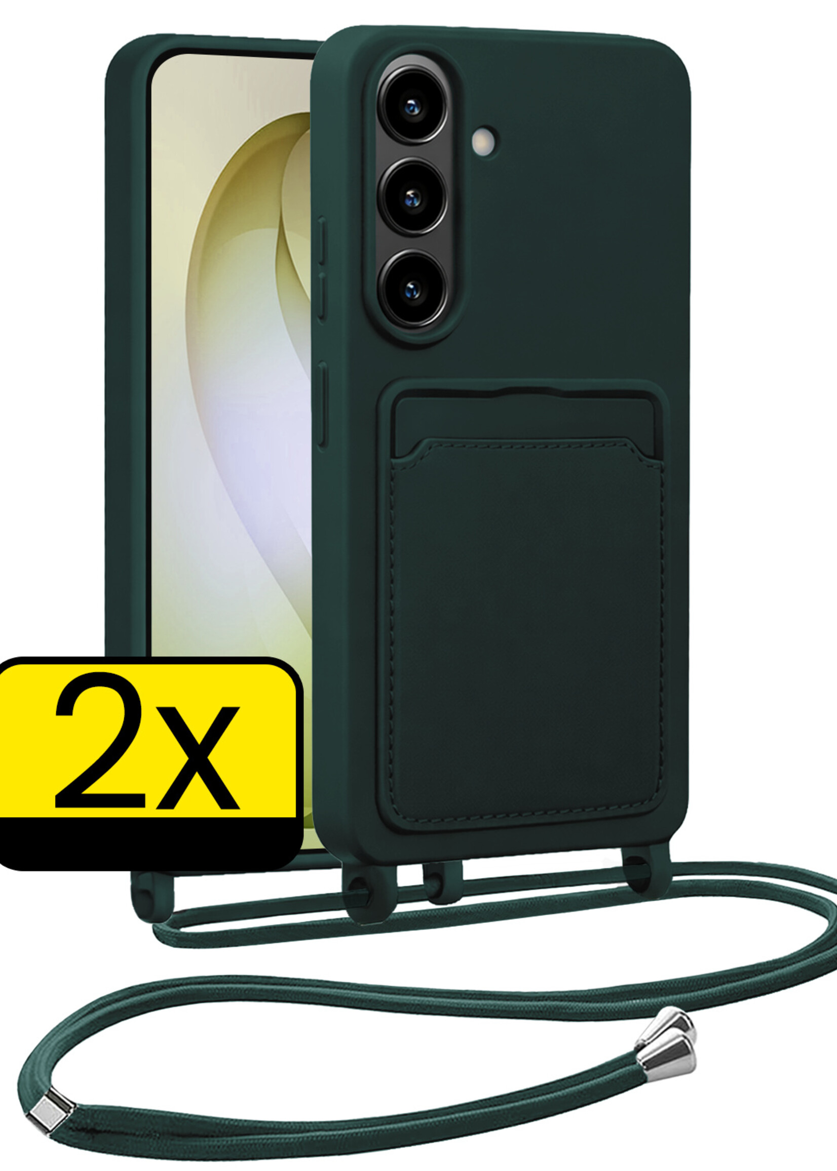 LUQ LUQ Samsung Galaxy S26 Plus Hoesje Pashouder met Koord - Donkergroen - 2 PACK