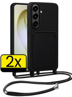 LUQ LUQ Samsung Galaxy S26 Plus Hoesje Pashouder met Koord - Zwart - 2 PACK
