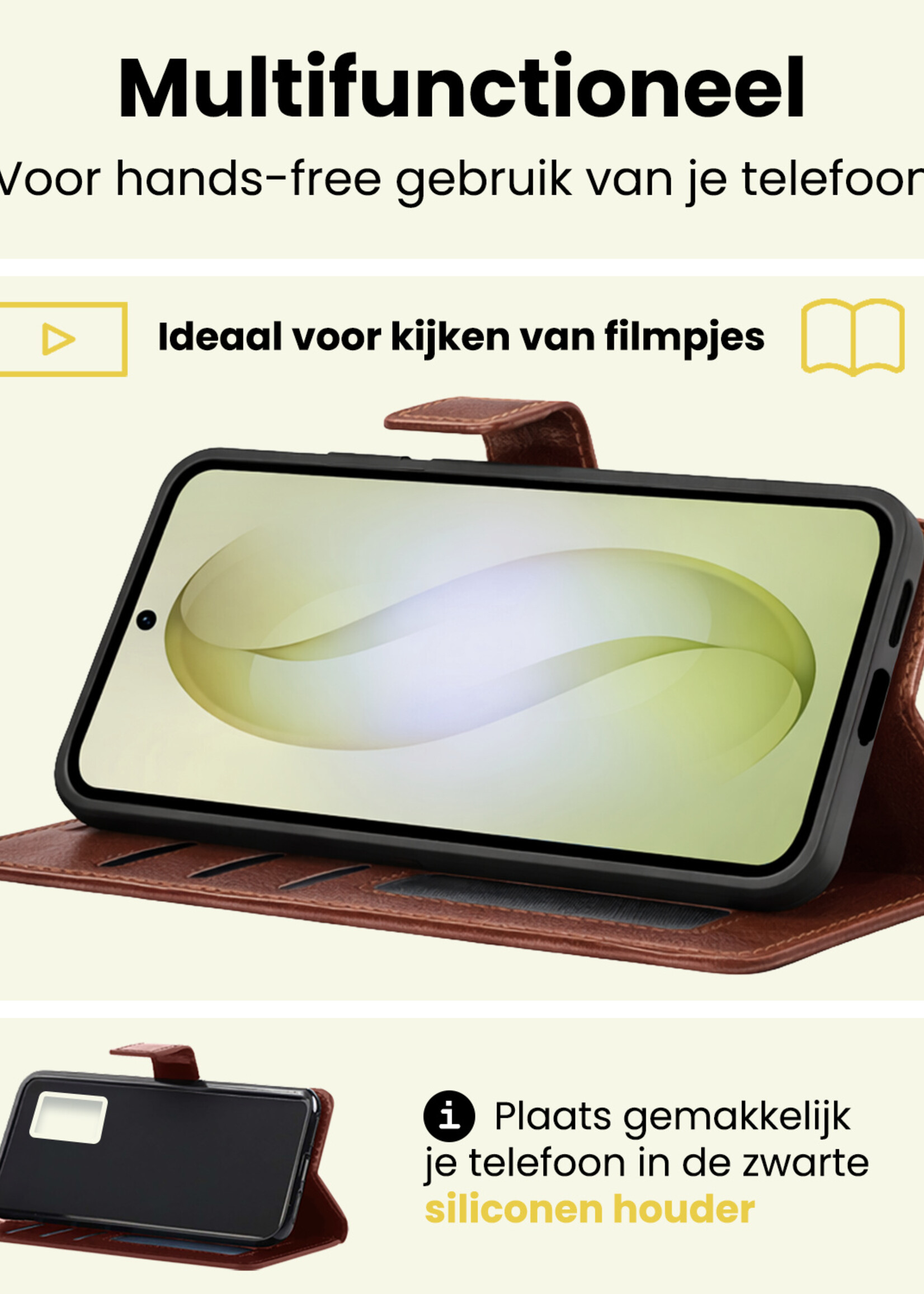 LUQ LUQ Samsung Galaxy S26 Plus Hoesje Bookcase Met Screenprotector - Bruin