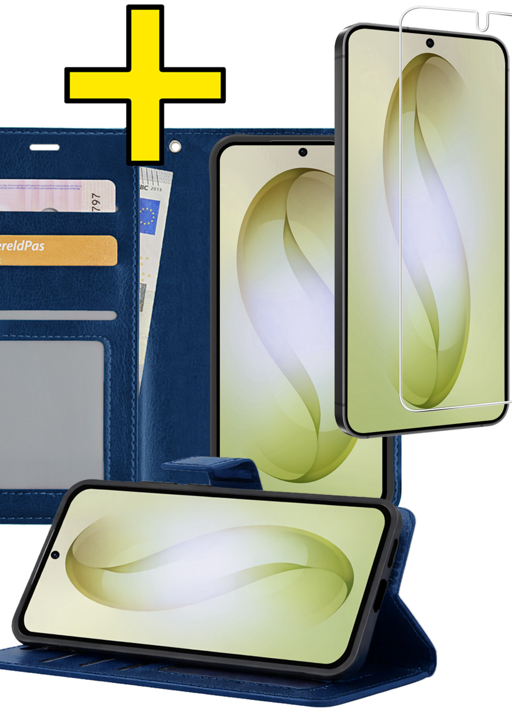 LUQ LUQ Samsung Galaxy S26 Plus Hoesje Bookcase Met Screenprotector - Donkerblauw