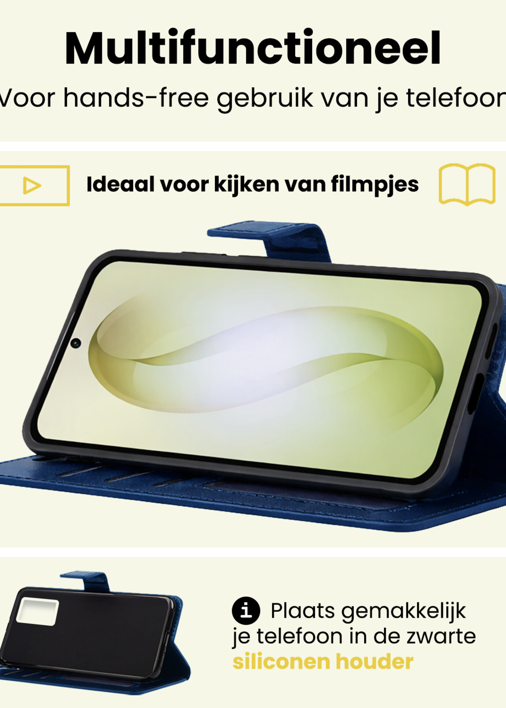 LUQ LUQ Samsung Galaxy S26 Plus Hoesje Bookcase Met Screenprotector - Donkerblauw