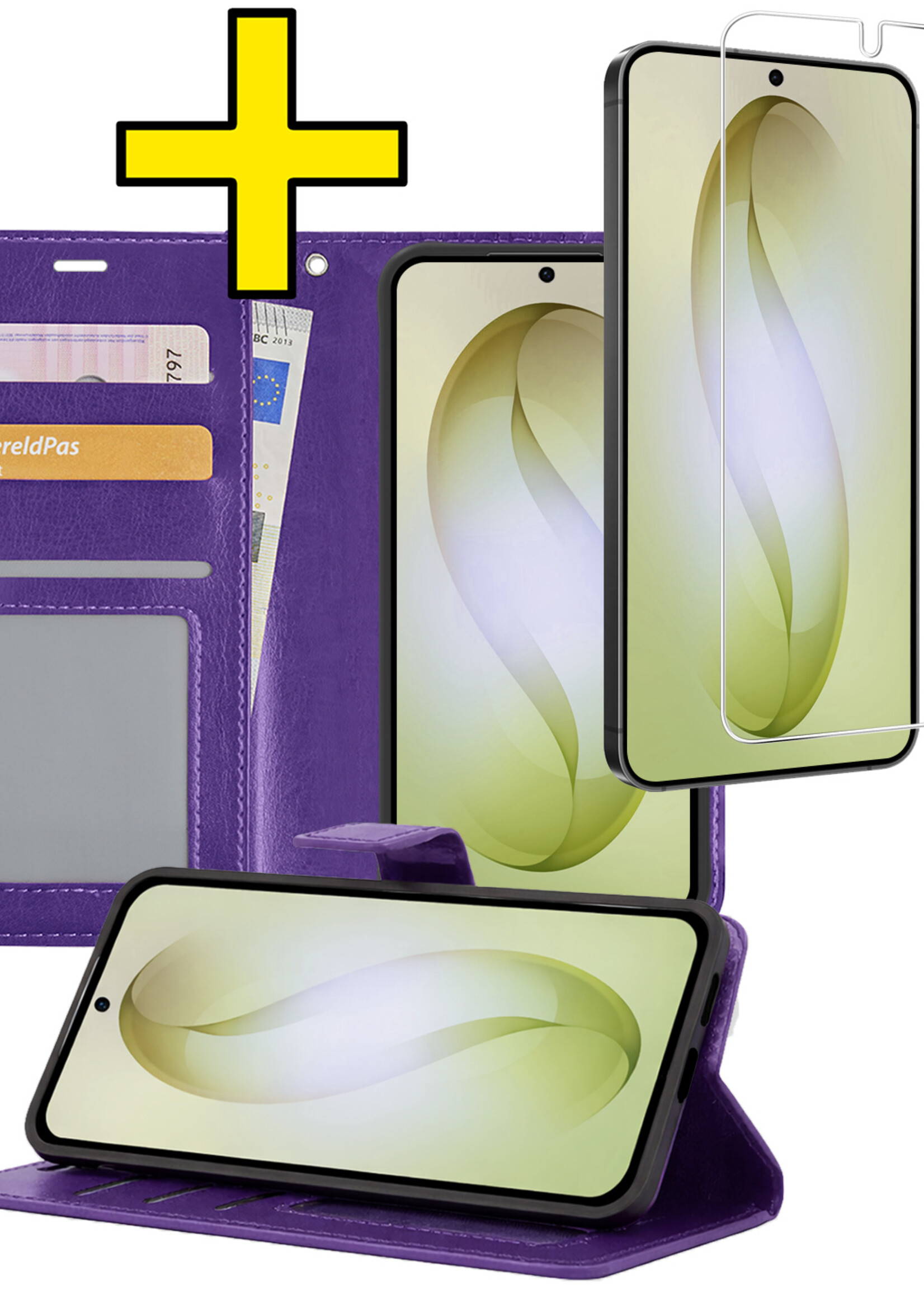 LUQ LUQ Samsung Galaxy S26 Plus Hoesje Bookcase Met Screenprotector - Paars