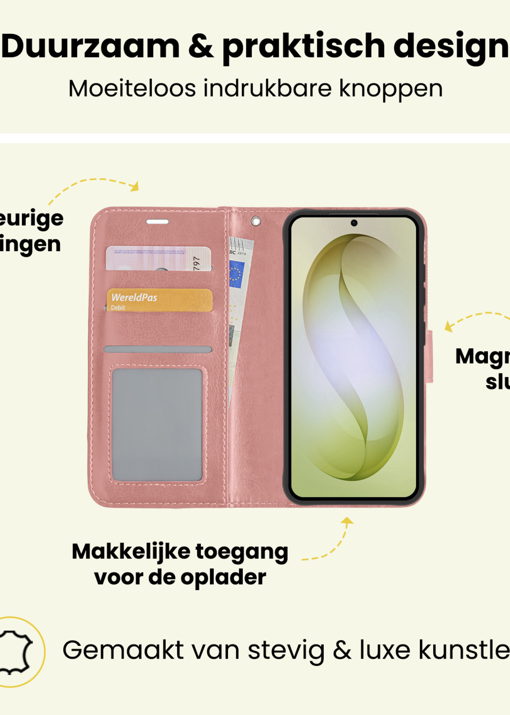 LUQ LUQ Samsung Galaxy S26 Plus Hoesje Bookcase Met Screenprotector - Rose Goud
