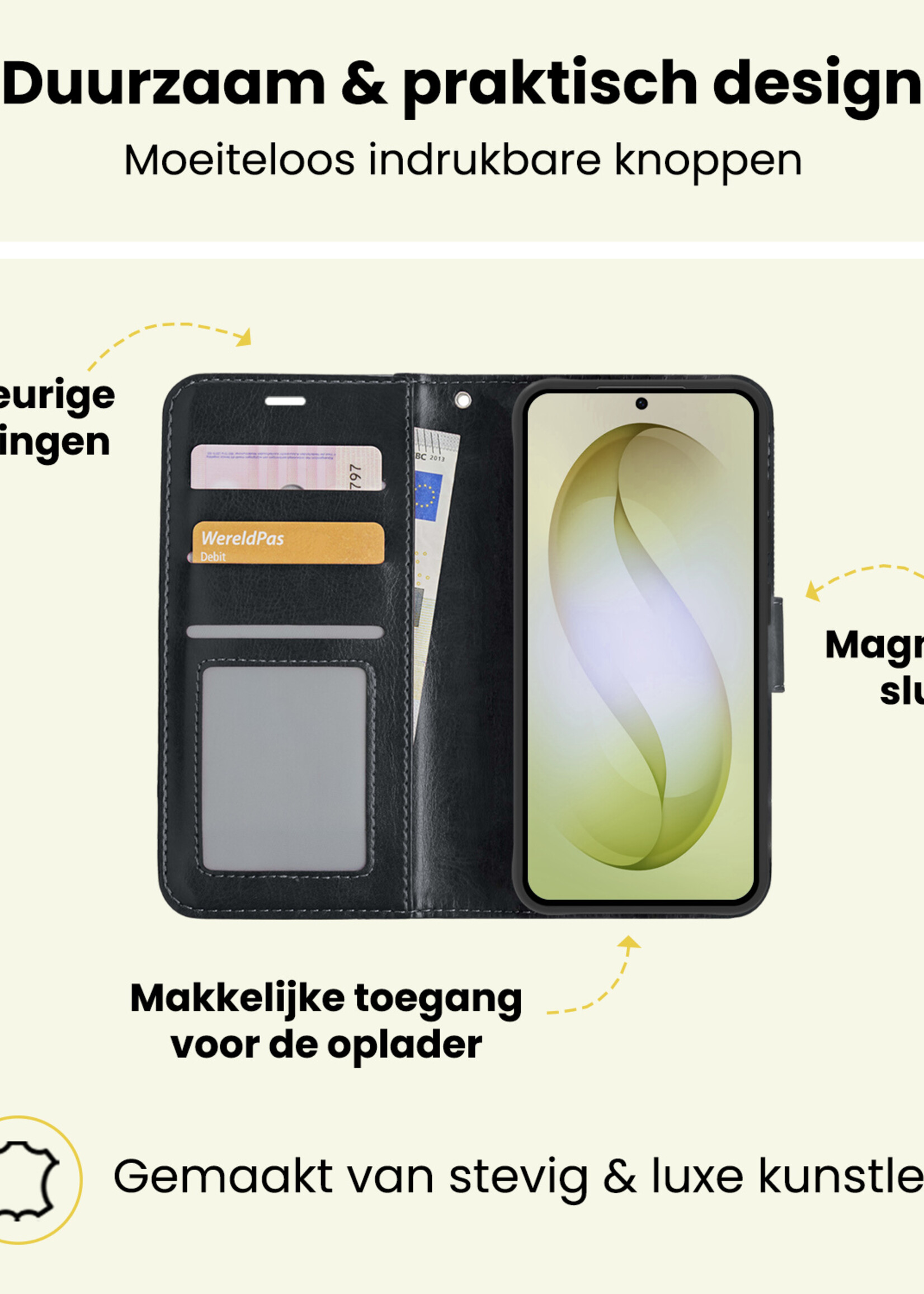 LUQ LUQ Samsung Galaxy S26 Plus Hoesje Bookcase Met Screenprotector - Zwart