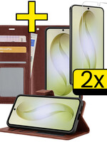 LUQ LUQ Samsung Galaxy S26 Plus Hoesje Bookcase Met 2x Screenprotector - Bruin