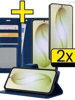 LUQ LUQ Samsung Galaxy S26 Plus Hoesje Bookcase Met 2x Screenprotector - Donkerblauw