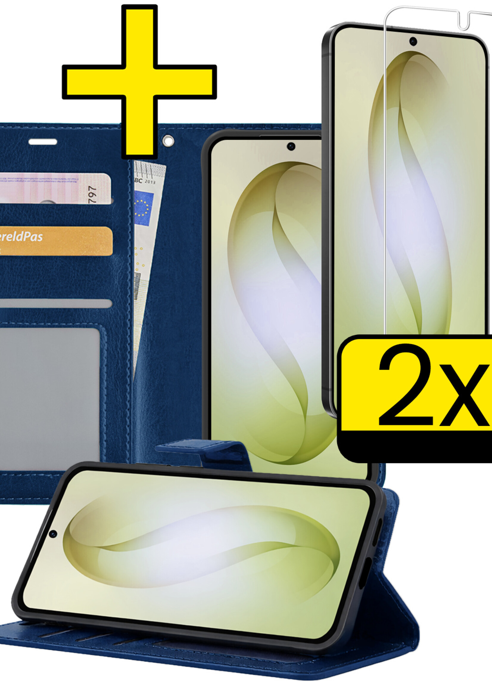 LUQ LUQ Samsung Galaxy S26 Plus Hoesje Bookcase Met 2x Screenprotector - Donkerblauw