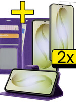 LUQ LUQ Samsung Galaxy S26 Plus Hoesje Bookcase Met 2x Screenprotector - Paars