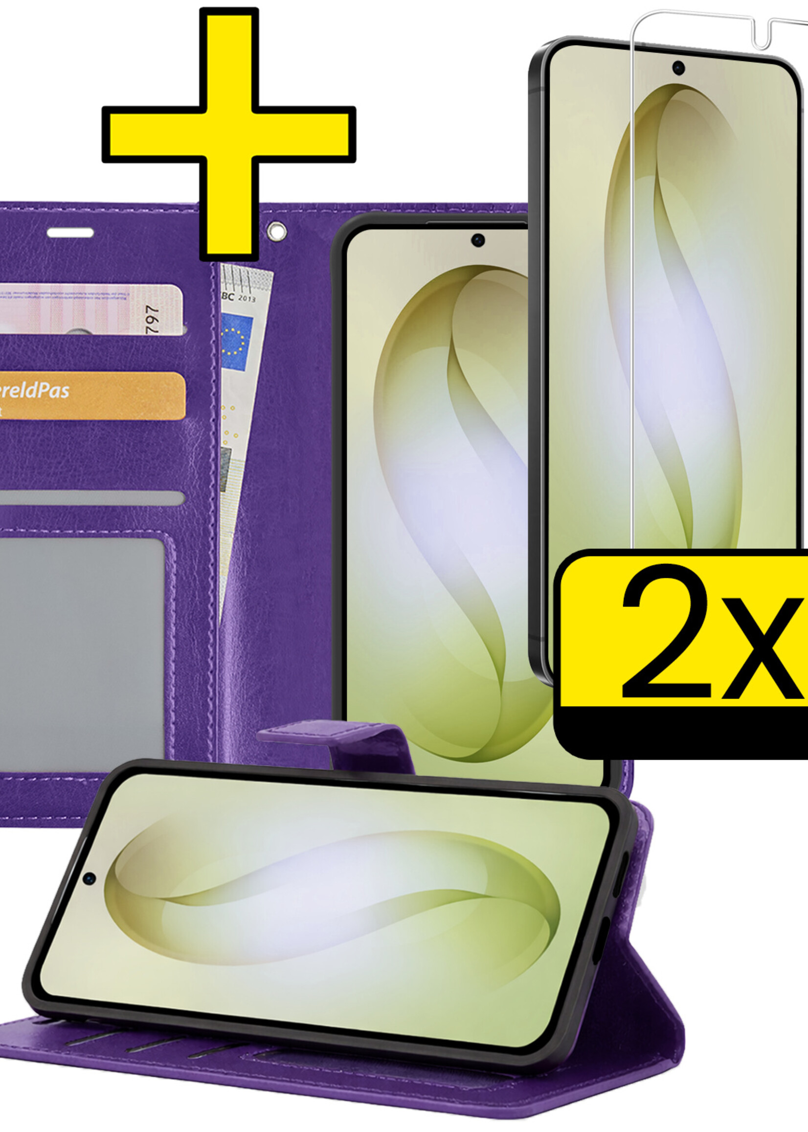 LUQ LUQ Samsung Galaxy S26 Plus Hoesje Bookcase Met 2x Screenprotector - Paars