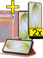 LUQ LUQ Samsung Galaxy S26 Plus Hoesje Bookcase Met 2x Screenprotector - Rose Goud