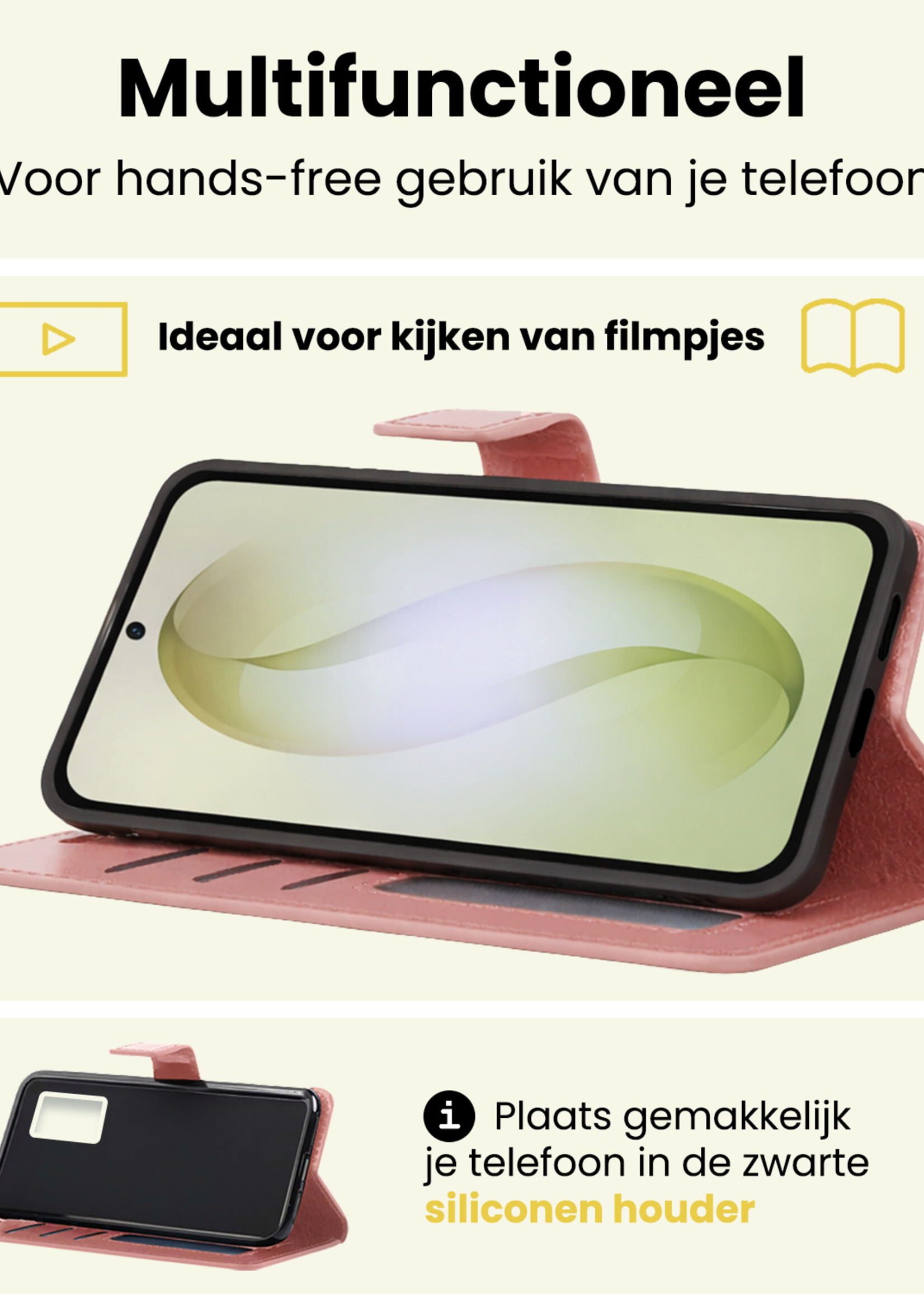 LUQ LUQ Samsung Galaxy S26 Plus Hoesje Bookcase Met 2x Screenprotector - Rose Goud