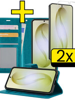 LUQ LUQ Samsung Galaxy S26 Plus Hoesje Bookcase Met 2x Screenprotector - Turquoise
