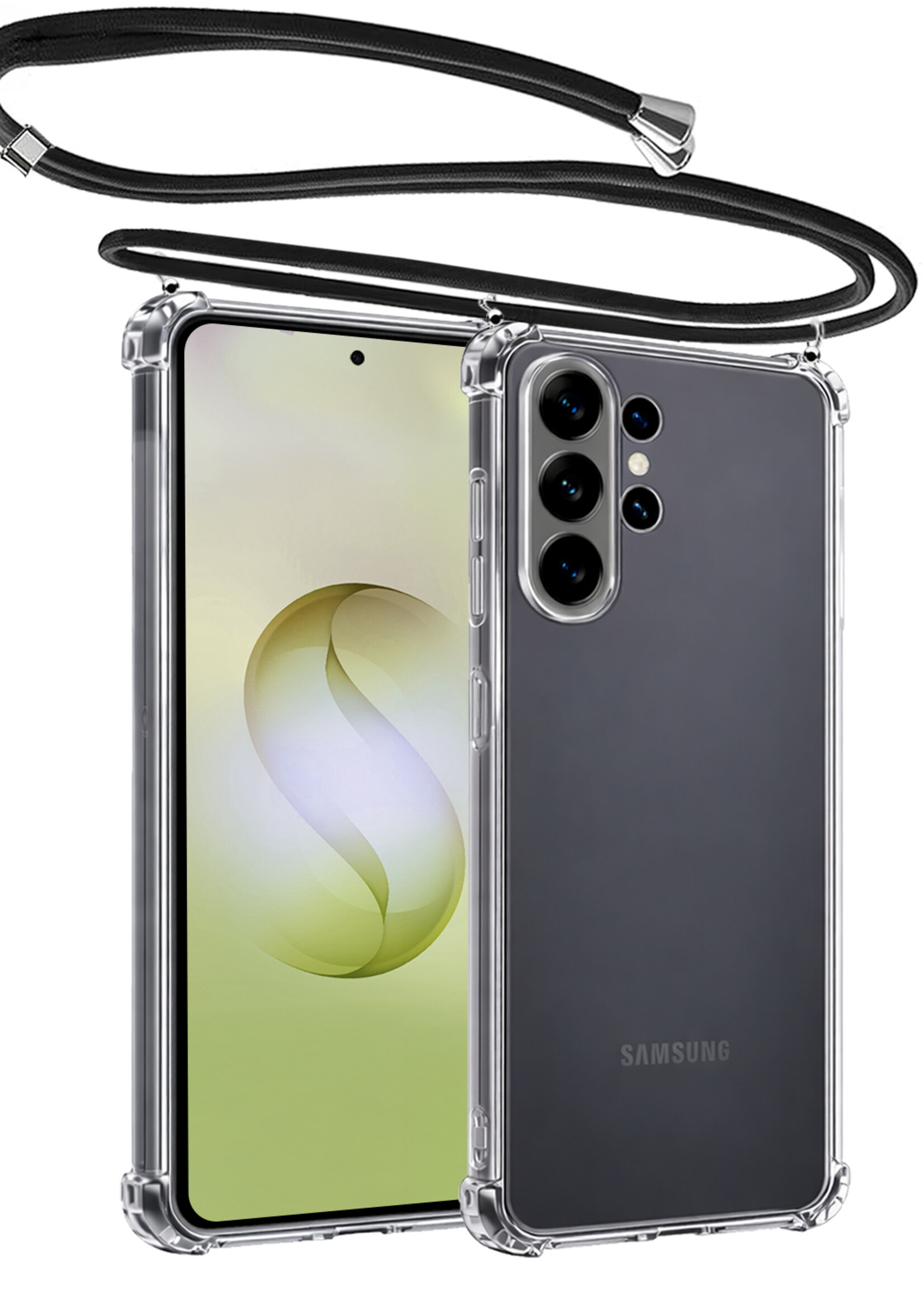 LUQ LUQ Samsung Galaxy S26 Ultra Hoesje Transparant Shockproof Met Zwart Koord