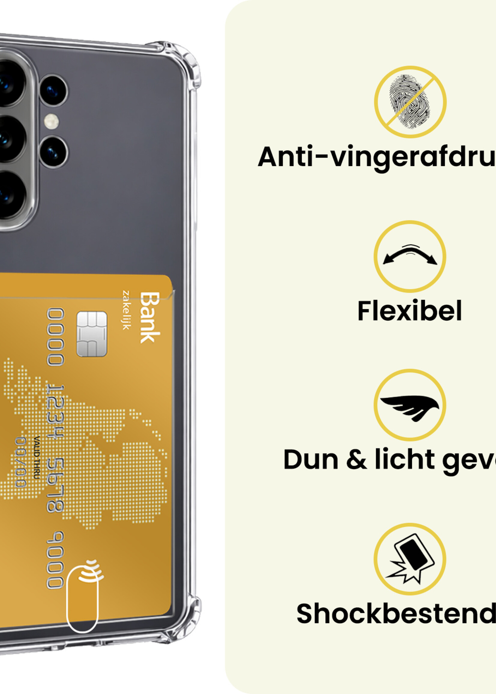 LUQ LUQ Samsung Galaxy S26 Ultra Hoesje Pashouder Met Screenprotector