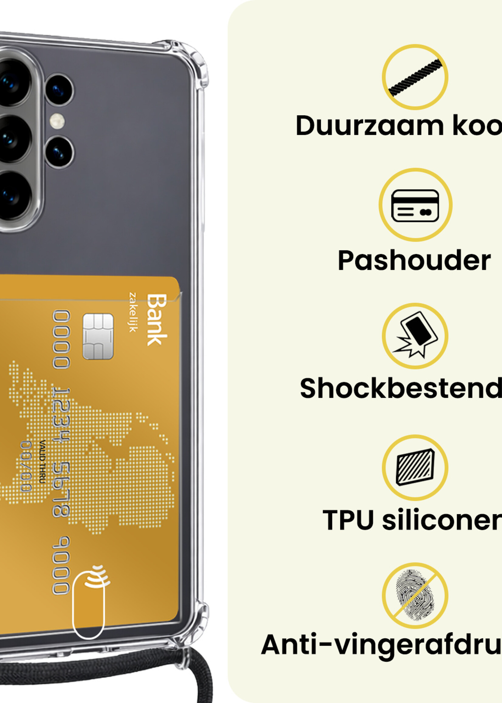 LUQ LUQ Samsung Galaxy S26 Ultra Hoesje Pashouder met Koord