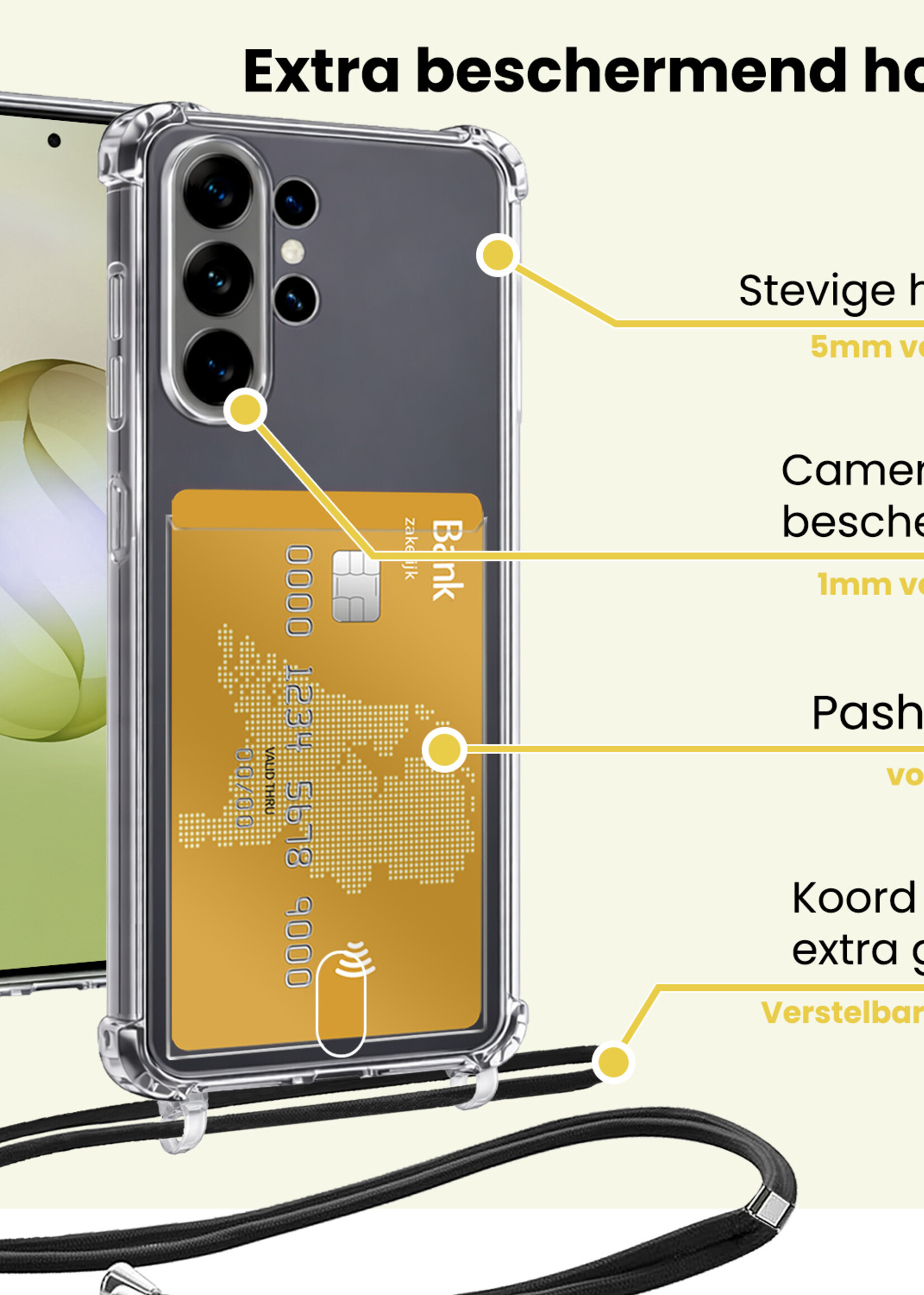 LUQ LUQ Samsung Galaxy S26 Ultra Hoesje Pashouder met Koord