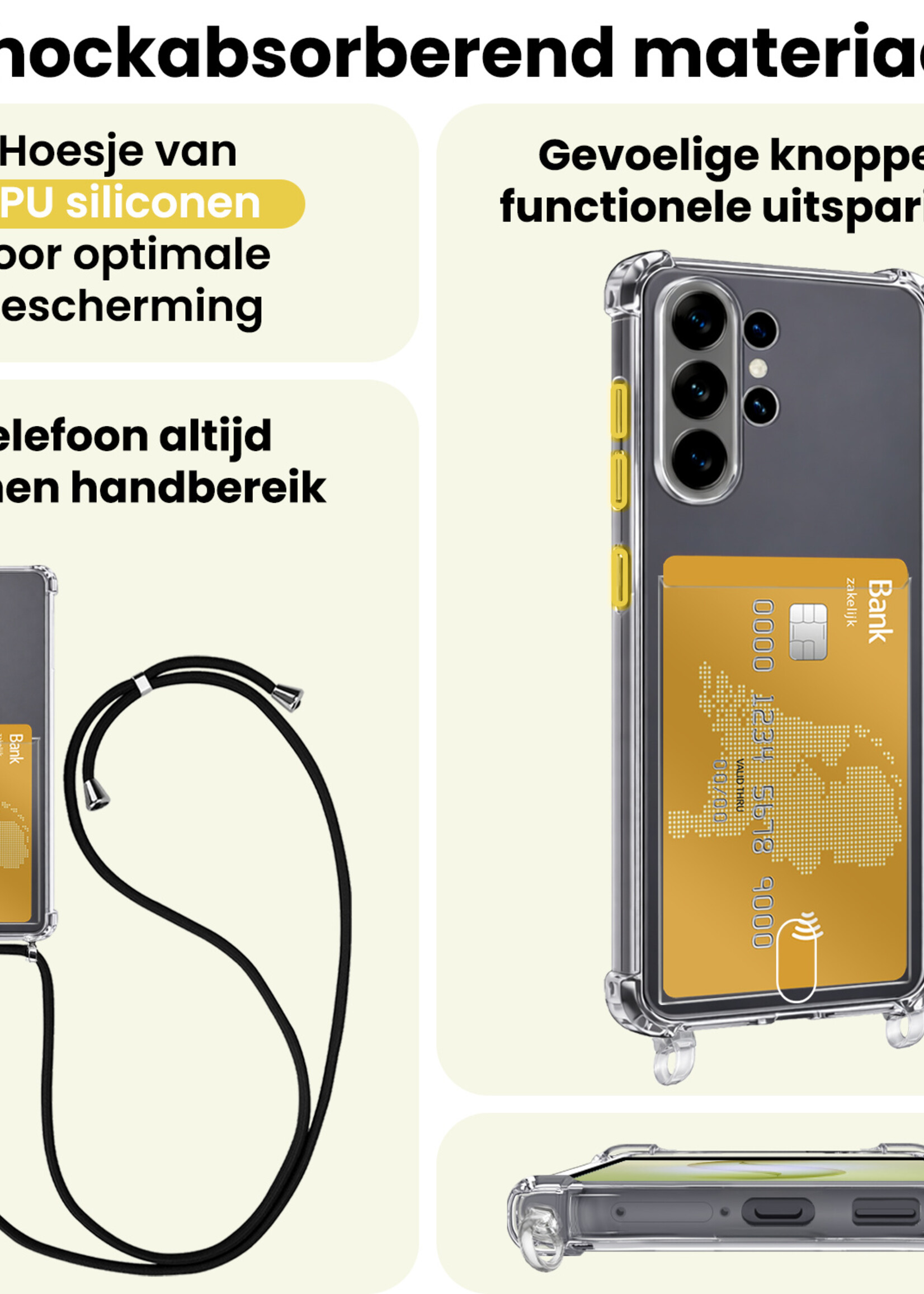 LUQ LUQ Samsung Galaxy S26 Ultra Hoesje Pashouder met Koord